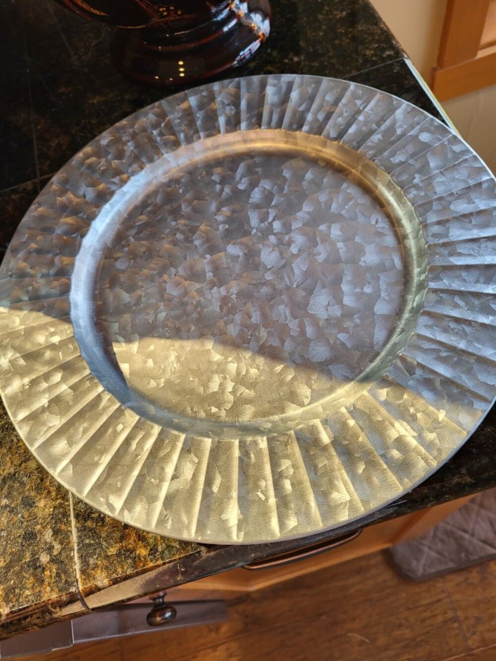 8 Industrial/Rustic/Farmhouse Tin Charger Plates - most never used!!